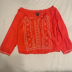 Red American Eagle blouse.